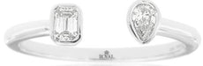 .22CT DIAMOND 14KT WHITE GOLD 3D BAGUETTE & PEAR SHAPE BEZEL 2 STONE LOVE RING