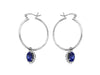 1.13CT DIAMOND & AAA TANZANITE 14K WHITE GOLD 3D OVAL HALO HOOP HANGING EARRINGS
