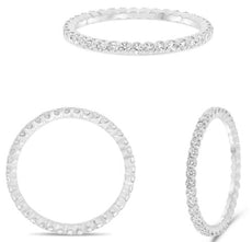 .50CT DIAMOND 14K WHITE GOLD 3D ROUND CLASSIC SHARED PRONG ETERNITY WEDDING RING