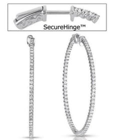 ESTATE LARGE 2.13CT DIAMOND 14KT WHITE GOLD 3D INSIDE OUT HOOP HANGING EARRINGS