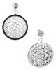 LARGE .93CT BLACK DIAMOND 18KT WHITE & BLACK GOLD OPEN FILIGREE HANGING EARRINGS