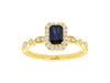 .96CT DIAMOND & AAA SAPPHIRE 14K YELLOW GOLD EMERALD CUT & ROUND ENGAGEMENT RING