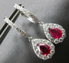 1.56CT DIAMOND & AAA RUBY 14KT WHITE GOLD 3D PEAR SHAPE & ROUND HANGING EARRINGS