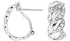0.25CT DIAMOND 14KT WHITE GOLD 3D MULTI LEAF CRISS CROSS CLIP ON HANGING EARRINGS