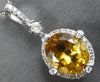 2.47CT DIAMOND & AAA CITRINE 14K WHITE GOLD OVAL & ROUND FLOWER FLOATING PENDANT