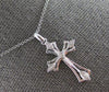 ESTATE .03CT DIAMOND 14KT WHITE GOLD 3D CLASSIC FILIGREE CROSS FLOATING PENDANT