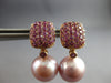 ESTATE LARGE 1.45CT AAA PINK RHODOLITE & PINK SOUTH SEA PEARL 18K ROSE GOLD 3D EARRINGS