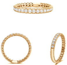 .40CT DIAMOND 14KT YELLOW GOLD 3D ROUND SEMI ETERNITY MULTI HEART WEDDING RING