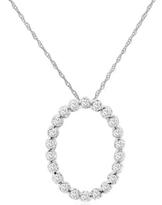 .25CT DIAMOND 14KT WHITE GOLD CLASSIC ROUND OVAL CIRCLE OF LIFE FLOATING PENDANT