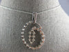 ESTATE LARGE .42CT DIAMOND 18KT WHITE GOLD 3D OVAL SWIRL FUN FLOATING PENDANT