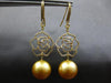 LARGE .74CT DIAMOND & AAA GOLDEN SOUTH SEA PEARL 18K YELLOW GOLD FLOWER EARRINGS