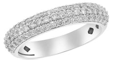 .55CT DIAMOND 14KT YELLOW GOLD CLASSIC ROUND 3 ROW PAVE WEDDING ANNIVERSARY RING