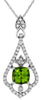 1.29CT DIAMOND & AAA PERIDOT 14KT WHITE GOLD 3D CUSHION & ROUND FLOATING PENDANT