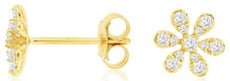 ESTATE .24CT DIAMOND 14K YELLOW GOLD ROUND CLASSIC FLOWER FILIGREE STUD EARRINGS