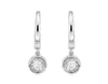 .25CT DIAMOND 14KT WHITE GOLD 3D SOLITAIRE BEZEL FUN LEVERBACK HANGING EARRINGS