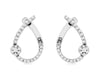 .22CT DIAMOND 14KT WHITE GOLD 3D TEAR DROP FLOWER SIDEWAYS HOOP HANGING EARRINGS