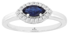 .59CT DIAMOND & AAA SAPPHIRE 14K WHITE GOLD MARQUISE & ROUND HALO LEAF LOVE RING