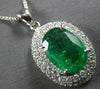 LARGE 4.22CT DIAMOND & AAA EMERALD 18K WHITE GOLD OVAL & ROUND LOVE KNOT PENDANT