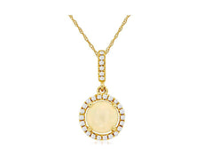 .61CT DIAMOND & AAA OPAL 14KT YELLOW GOLD 3D CLASSIC ROUND HALO FLOATING PENDANT