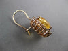LARGE 8.08CT DIAMOND & AAA YELLOW TOPAZ 14KT ROSE GOLD CUSHION HANGING EARRINGS