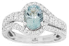 1.75CT DIAMOND & AAA AQUAMARINE 14KT WHITE GOLD OVAL & ROUND HALO SWIRL FUN RING