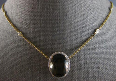 8.82CT DIAMOND & AAA SMOKY TOPAZ 14KT YELLOW GOLD 3D OVAL & ROUND LOVE NECKLACE