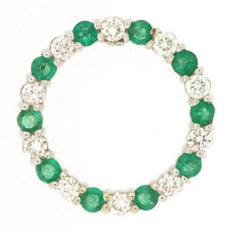 1CT DIAMOND & AAA EMERALD 14KT YELLOW GOLD ROUND CIRCLE OF LIFE FLOATING PENDANT
