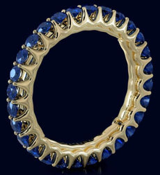 1.43CT AAA SAPPHIRE 14KT YELLOW GOLD CLASSIC SHARED PRONG ETERNITY FUN LOVE RING