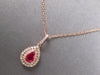 .64CT DIAMOND & AAA RUBY 14KT ROSE GOLD 3D PEAR SHAPE & ROUND TEAR DROP PENDANT