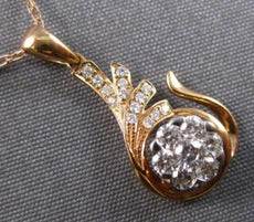 .25CT DIAMOND 18KT ROSE GOLD CLUSTER MULTI FLAME TEAR DROP FUN FLOATING PENDANT