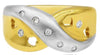.08CT DIAMOND 18KT TWO TONE GOLD 3D ROUND MULTI HEART CRISS CROSS INFINITY RING