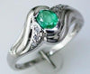 .49CT DIAMOND & AAA EMERALD 14KT WHITE GOLD 3D CRISS CROSS SEMI BEZEL LOVE RING