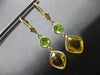 LARGE 7.80CT AAA CITRINE & AAA PERIDOT 14K YELLOW GOLD LEVERBACK EARRINGS #27904