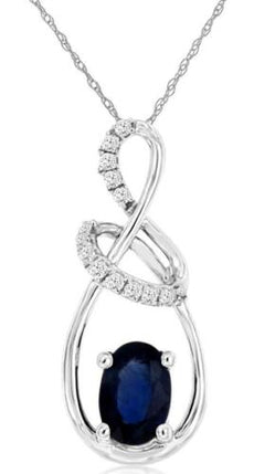 .73CT DIAMOND & AAA SAPPHIRE 14KT WHITE GOLD OVAL & ROUND TEAR DROP PENDANT