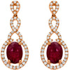 2.22CT DIAMOND & AAA RUBY 14KT ROSE GOLD 3D OVAL & ROUND HALO INFINITY EARRINGS