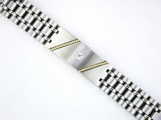 ESTATE .05CT DIAMOND 14KT YELLOW GOLD & STAINLESS STEEL 3D ETOILE MENS BRACELET