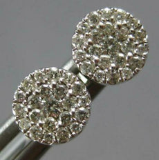 ESTATE .51CT DIAMOND 14KT WHITE GOLD 3D CLASSIC ROUND CLUSTER STUD EARRINGS