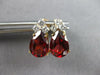 LARGE 3.30CT DIAMOND & AAA GARNET 14KT 2 TONE GOLD 3D PEAR SHAPE EARRINGS #27695