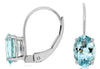 ESTATE 1.4CT AAA AQUAMARINE 14KT WHITE GOLD SOLITAIRE LEVERBACK HANGING EARRINGS