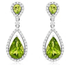 3.84CT DIAMOND & AAA PERIDOT 14KT WHITE GOLD 3D PEAR SHAPE HALO HANGING EARRINGS