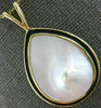 ESTATE LARGE AAA MOTHER OF PEARL & BLACK ONYX 14KT YELLOW GOLD TEAR DROP PENDANT