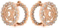 ESTATE 1.05CT DIAMOND 18KT ROSE GOLD DOUBLE CIRCULAR FLOWER FUN HUGGIE EARRINGS