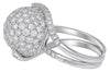 LARGE 5.15CT DIAMOND 18K WHITE GOLD CLUSTER CIRCULAR DOME SHAPE CRISS CROSS RING