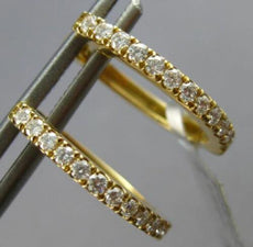 ESTATE .27CT DIAMOND 18K YELLOW GOLD 3D CLASSIC OVAL HUGGIE FUN HANGING EARRINGS