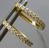 ESTATE .27CT DIAMOND 18K YELLOW GOLD 3D CLASSIC OVAL HUGGIE FUN HANGING EARRINGS