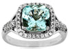 ESTATE 2.3CT DIAMOND & AAA AQUAMARINE 14KT WHITE GOLD CUSHION & ROUND LOVE RING