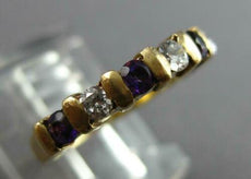 .27CT DIAMOND & AAA AMETHYST 14K YELLOW GOLD 3D 7 STONE CHANNEL ANNIVERSARY RING