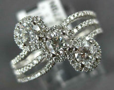 1.09CT DIAMOND 14KT WHITE GOLD 3D ROUND FLOWER DIAGONAL PAST PRESENT FUTURE RING
