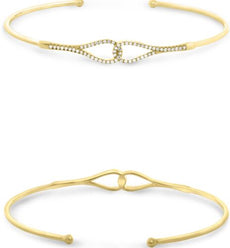 ESTATE .19CT DIAMOND 14K YELLOW GOLD CLASSIC ROUND LOVE KNOT FUN BANGLE BRACELET