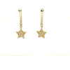 ESTATE .30CT DIAMOND 18KT YELLOW GOLD 3D CLASSIC STAR FUN DROP HANGING EARRINGS